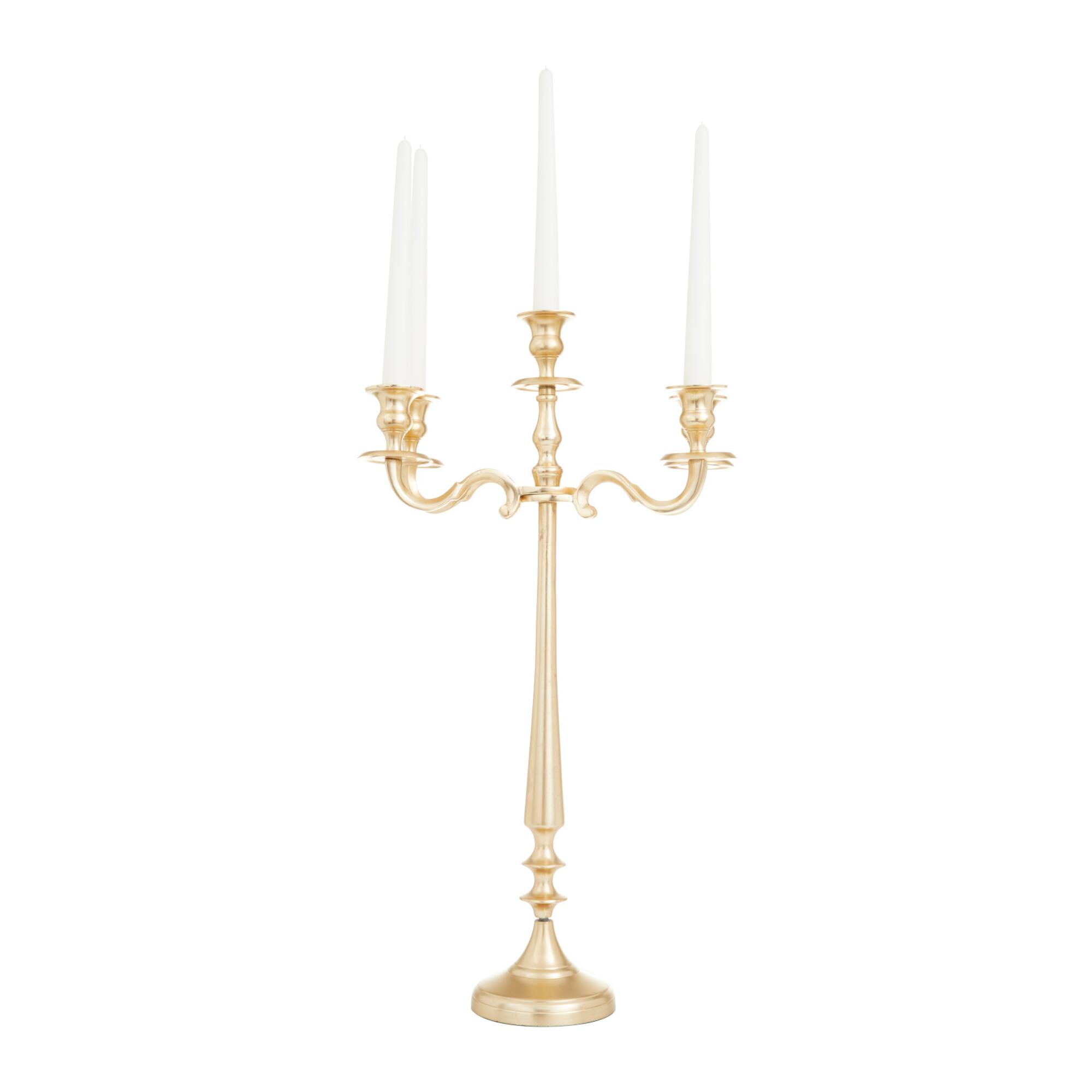 Gold Aluminum Traditional Candelabra, 24" x 13" x 13"